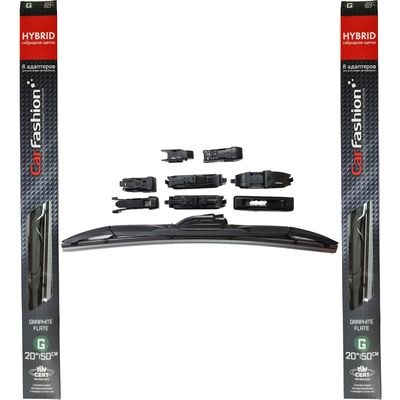 Щётки стеклоочистителя для Ford Escort (North America) II седан 1990-1996, дворники на Форд Эскорт комплект CarFashion HYBRID гибридные - водительский 500 мм, пассажирский 500 мм (20 / 20 дюймов)