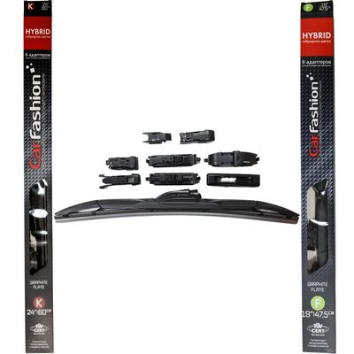 Щётки стеклоочистителя для Ford Fusion (North America) I седан 2005-2012, дворники на Форд Фьюжн (северная америка) комплект CarFashion HYBRID гибридные - водительский 600 мм, пассажирский 475 мм (24 / 19 дюймов)