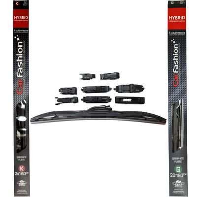 Щётки стеклоочистителя для Audi R8 I (Typ 42) Рестайлинг родстер 2012-2015, дворники на Ауди Р8 комплект CarFashion HYBRID гибридные - водительский 600 мм, пассажирский 500 мм (24 / 20 дюймов)