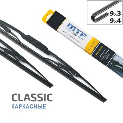 Щётки стеклоочистителя для Ford Escort II седан 1973-1981, дворники MTF Light CLASSIC каркасные комплект - водительский 400 мм, пассажирский 400 мм