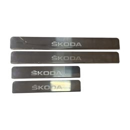 Накладки на пороги для SKODA FABIA OCTAVIA ROOMSTER, Fabia II 2007-2014 / Octavia II (A5), III (A7) 2004-2020 / Roomster I 2006-2011, накладки внутренних порогов, ступенчатые