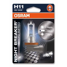 H11 лампа 12V-55W (PGJ19-2) Osram Night Breaker Unlimited (+110% света) 64211NBU-01B