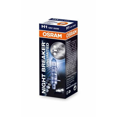 H1 лампа 12V-55W (P14,5s) Osram Night Breaker Unlimited (+110% света) 64150NBU