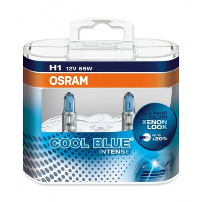 H1 лампы 12V-55W (P14,5s) Osram Cool Blue Intense DuoBox (белый яркий свет-голуб.оттен.) 64150CBI-HCB