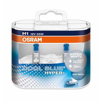 H1 лампы 12V-55W (P14,5s) Osram Cool Blue Hyper DuoBox (бело-голубоват. свет) 62150CBH-HCB