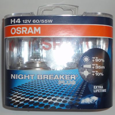12V Н4 60/55w+90%(P43t-38) ресурс+50% NIGHT BREAKER PLUS OSRAM 