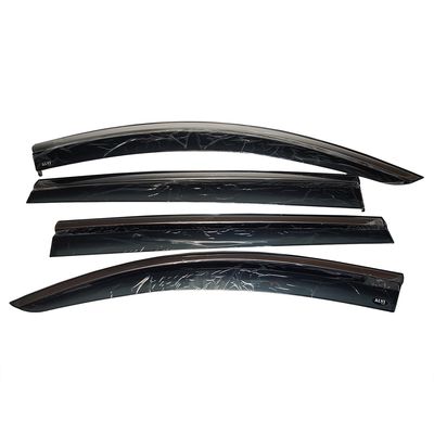 Дефлекторы окон для TOYOTA HIGHLANDER III 2013-2020, ветровики накладные, с хромированным молдингом из нержавейки