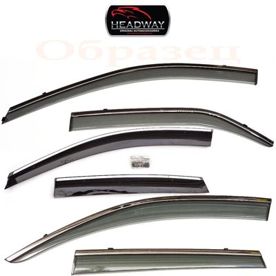 Дефлекторы окон для BMW X6 II F16 2015-, ветровики накладные, с хромированным молдингом из нержавейки